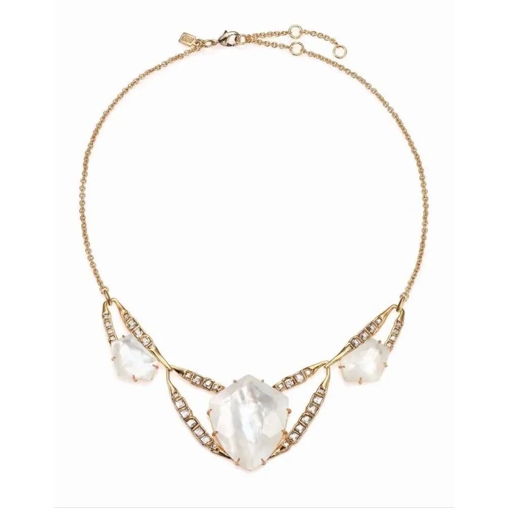 Alexis Bittar Miss Havisham Mother of Pearl & Crystal Doublet Bib Necklace